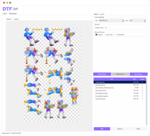 A perfectly nested DTF gang sheet created with DTF Transfer Studio software